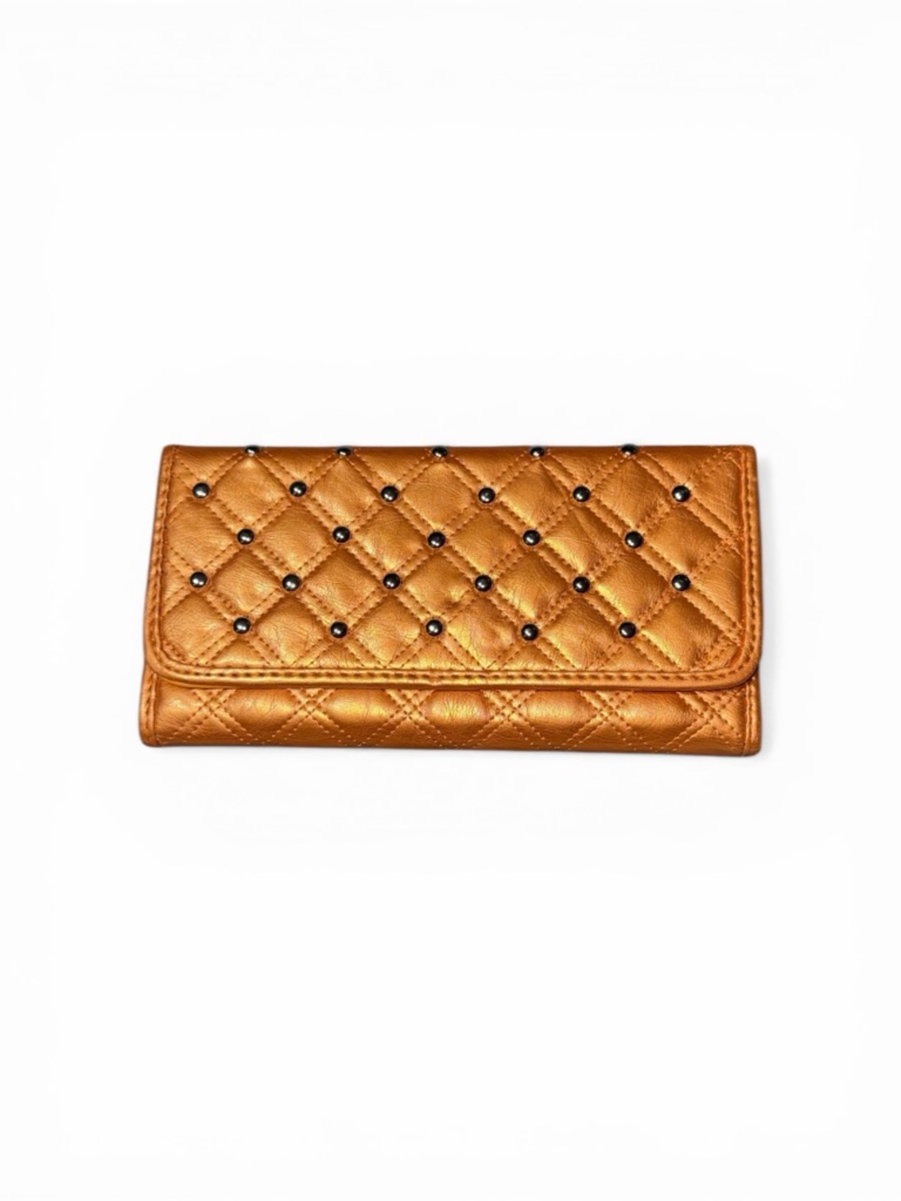 LAST CHANCE ITEM** Max Edition Quilted Metallic Gold Wallet with Stud Detail